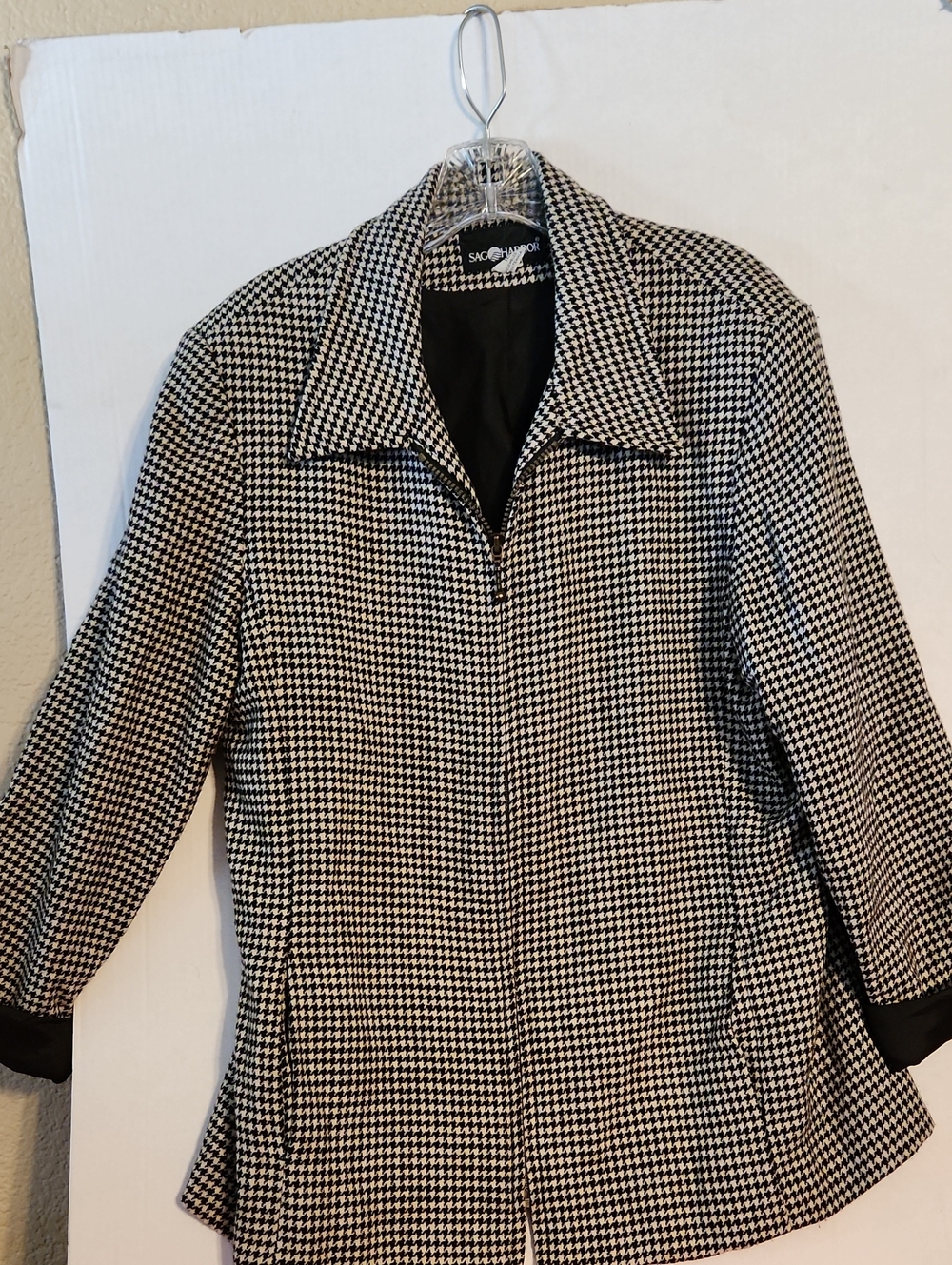 Sag Harbor Black and White Houndstooth Blazer